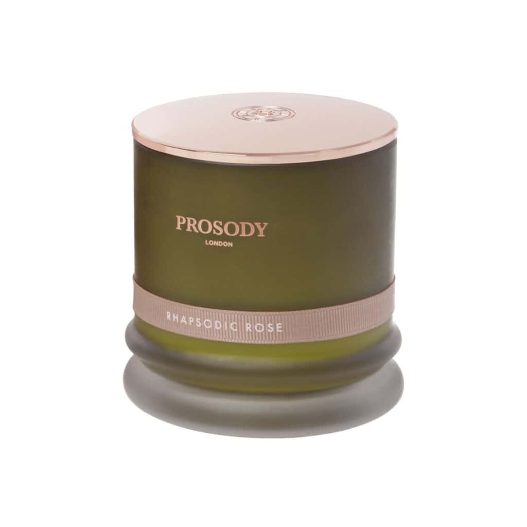 Rhapsodic-Rose-organic-natural-scented-candle Rhapsodic Rose organic candle - green glass