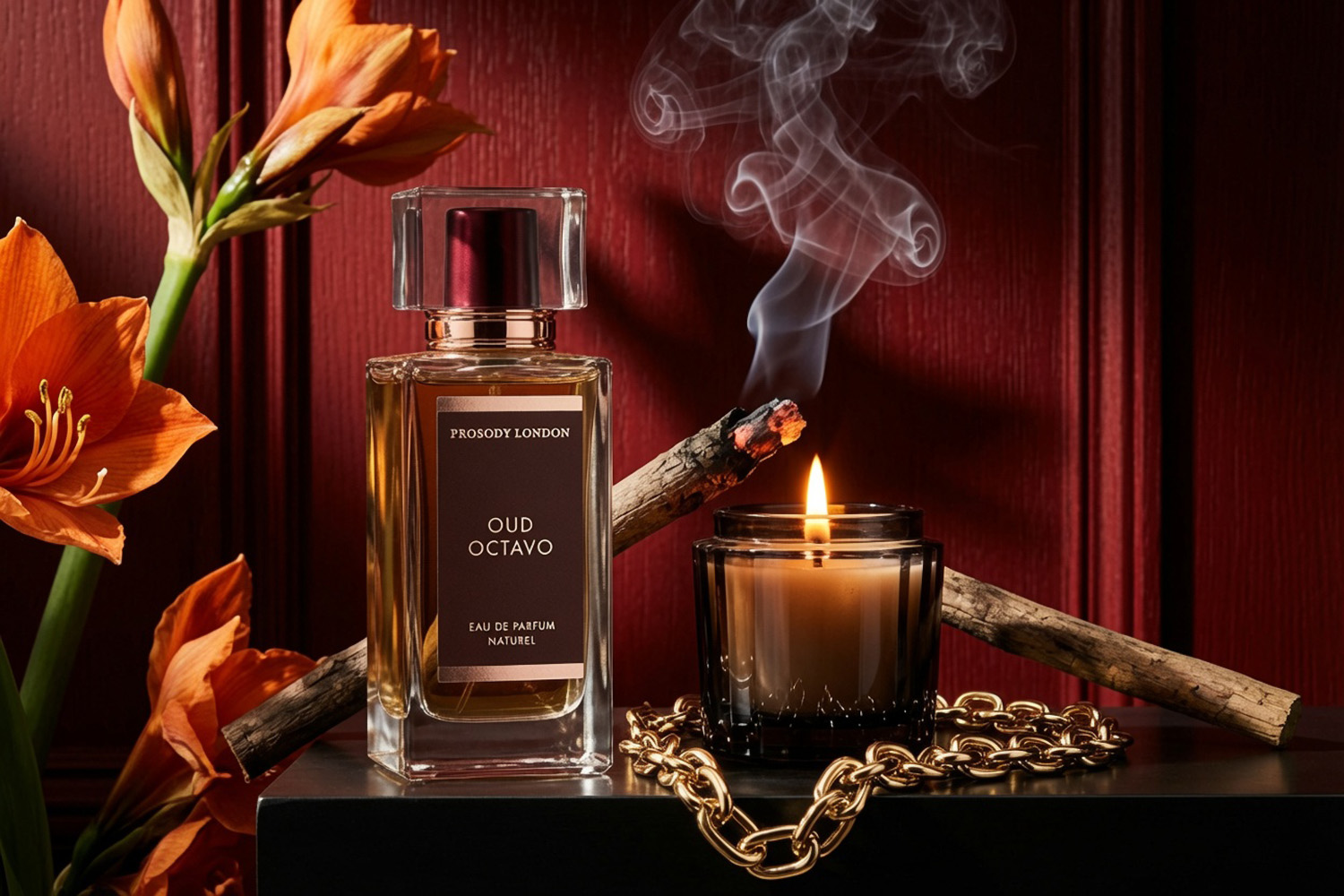6 Perfume Ingredients to Attract Abundance & Prosperity — Ancient Wisdom Meets Modern Science 1 Prosody London Oud Octavo natural perfume with smouldering oud wood and candlelight, ingredients used in abundance rituals