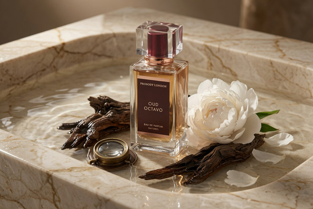 The Enchanting World of Sandalwood: Santalum Album, Santalol, Scent and Perfumery 9 Oud Octavo natural eau de parfum by Prosody London with genuine sandalwood