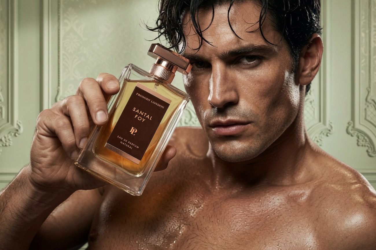 Best Men's Fragrances for Masculinity 2026 — A Perfumer's Pick 1 Prosody London Santal Foy natural eau de parfum held by man — botanical sandalwood fragrance for masculinity
