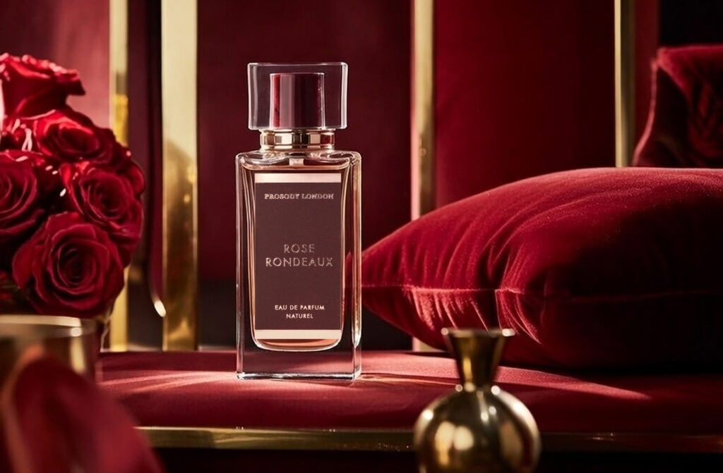 Niche Perfume by Season — A Working Perfumer's Pick 11 prosody london rose rondeaux luxury perfume in green and gold interior -niche perfume by season