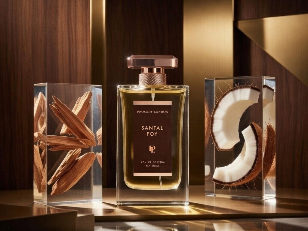 Santal Foy natural calming perfume by Prosody London with sandalwood