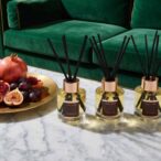 natural reed diffuser set by prosody london on marble and fruit plater
