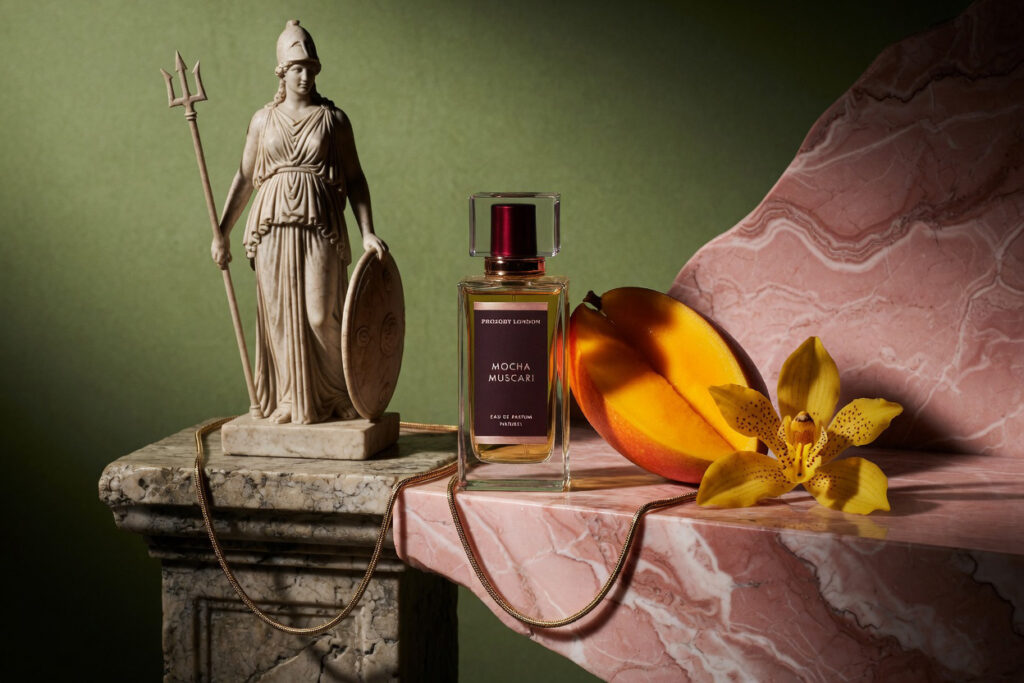 Best Niche Perfume Brands Worth Trying — A Working Perfumer's Guide 3 Mocha Muscari by Prosody London with Britannia sculpture, one of the best niche perfume brands worth trying