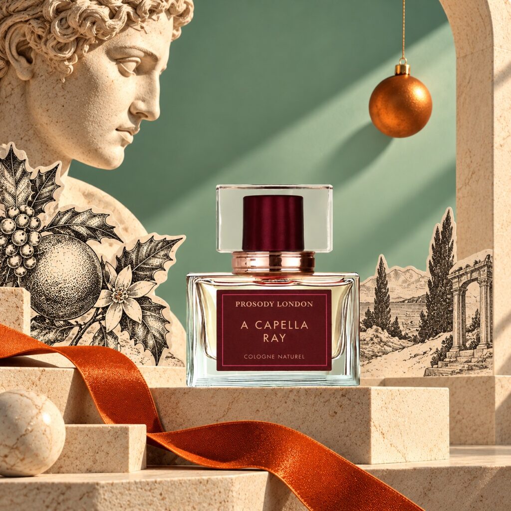 Best Natural Perfume Gifts for Christmas 2026: A Perfumer’s Guide for Her, Him & Home 12 A Capella Ray natural cologne with a classical bust and copper bauble, a crisp Christmas gift for him