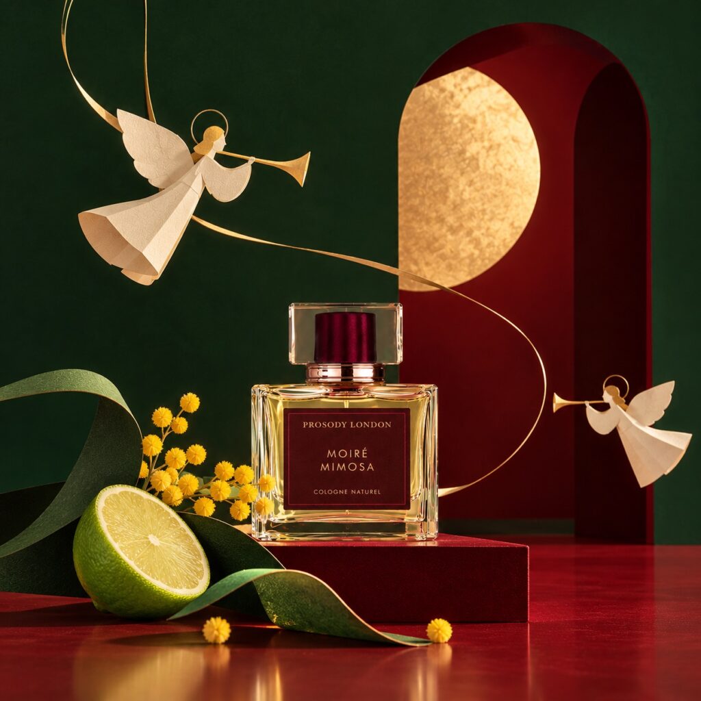 Best Natural Perfume Gifts for Christmas 2026: A Perfumer’s Guide for Her, Him & Home 7 Moiré Mimosa natural cologne with mimosa, lime and paper angels, a festive Christmas perfume gift for her