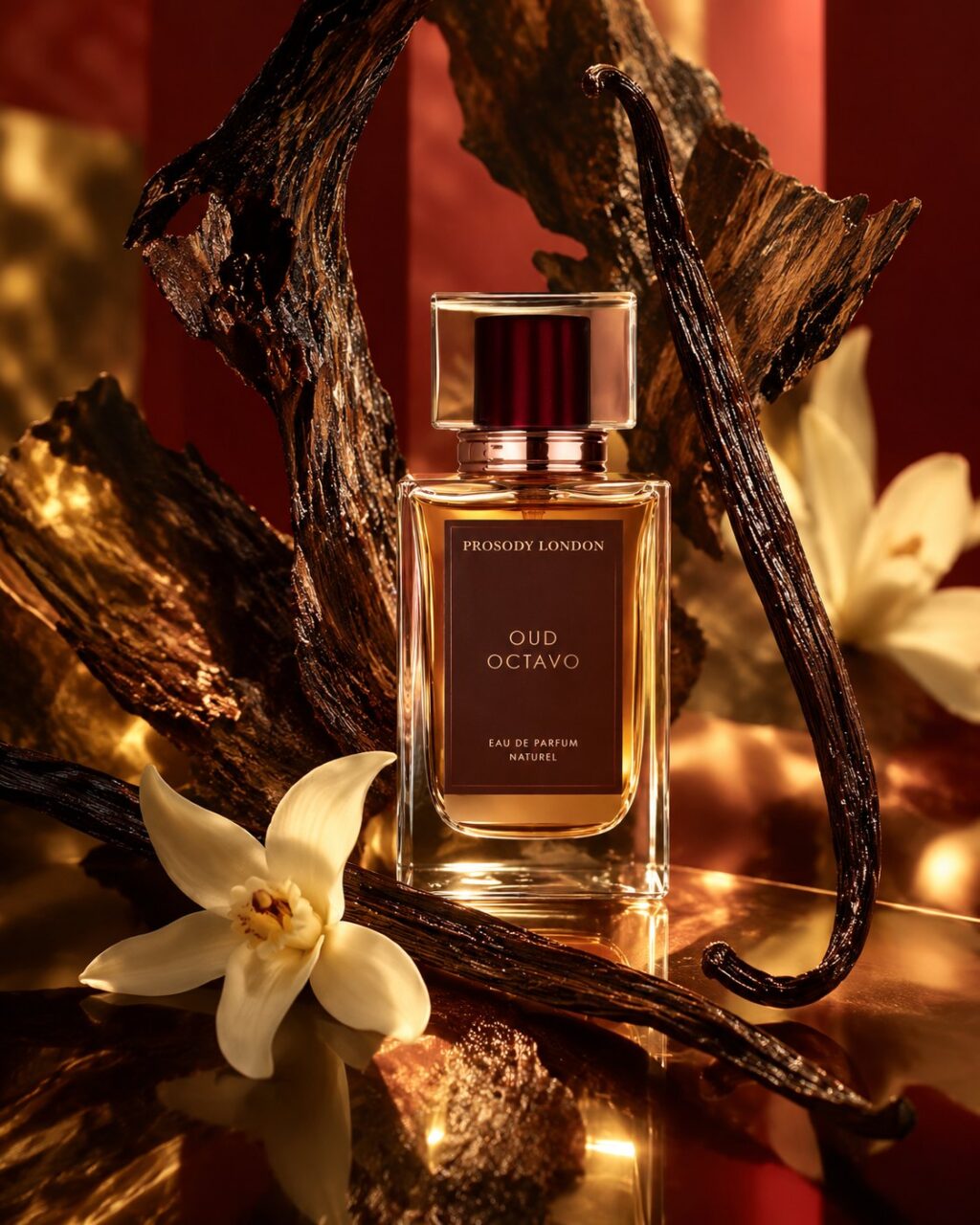Oud Octavo, a woody vanilla perfume by Prosody London, with agarwood, vanilla pods and vanilla orchids